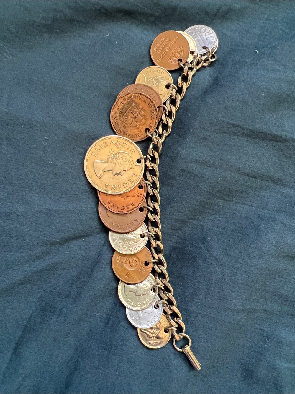 Vintage Coin Charm Bracelet in Mixed Metal Tones